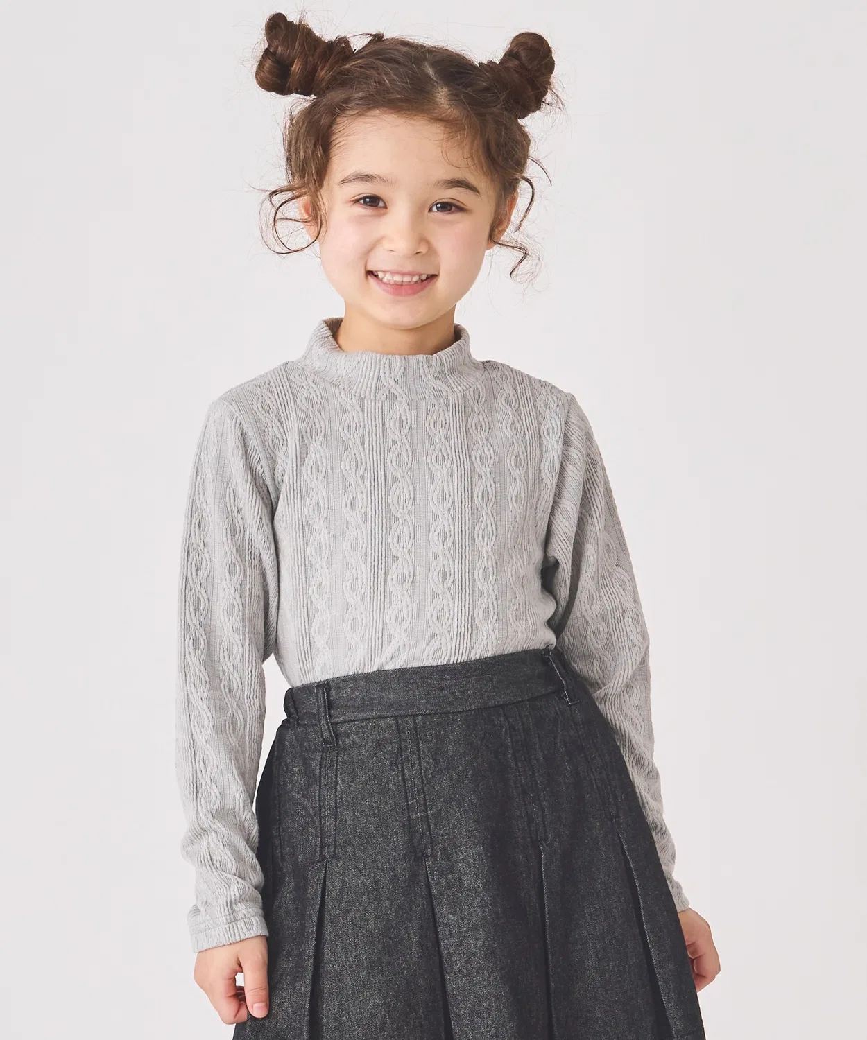 Водолазка детская из кабельной вязки ever closet, светло-серая