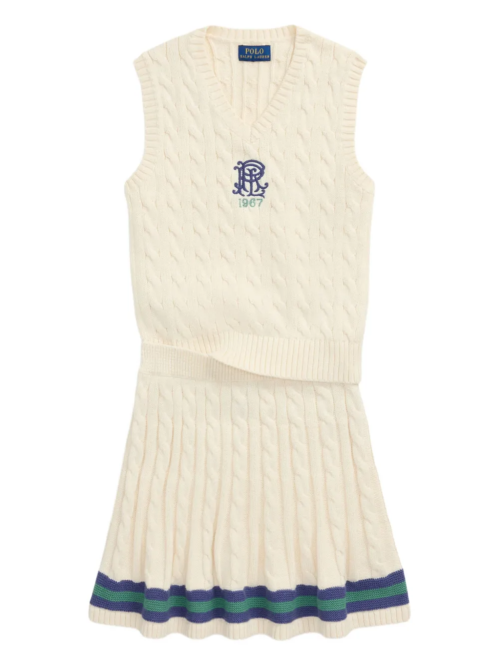 

Комплект из жилета и юбки фактурной вязки POLO RALPH LAUREN KIDS, белый
