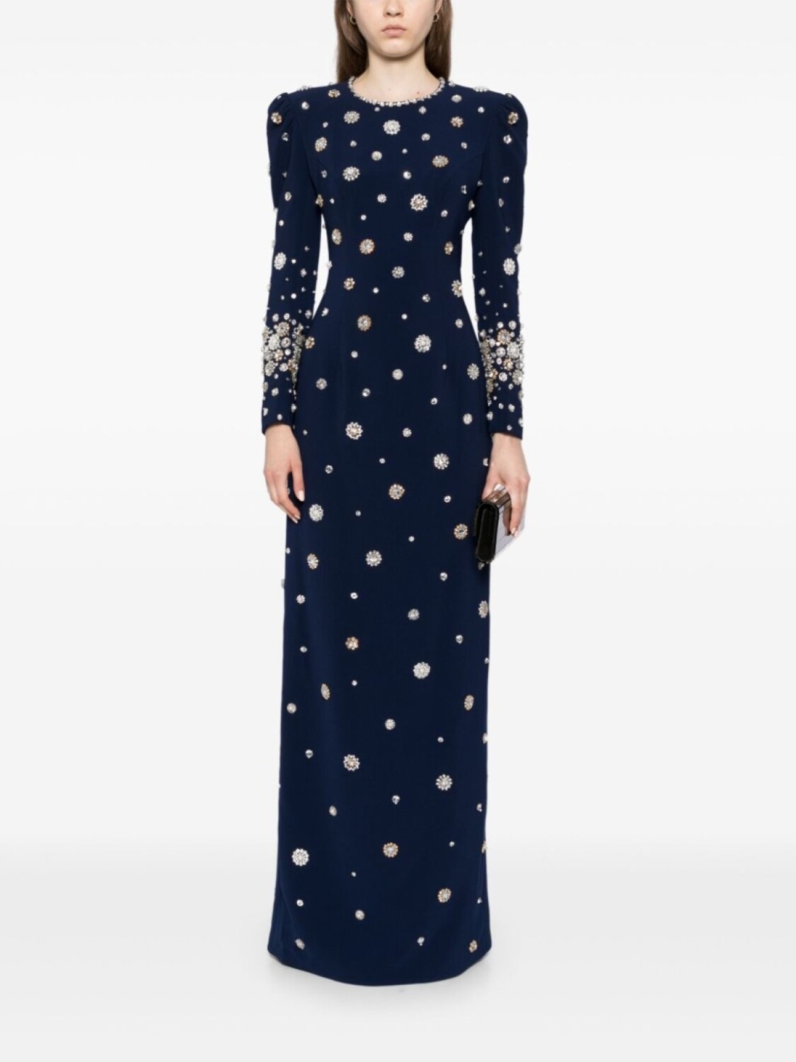 

Jenny Packham вечернее платье макси Galaxy с кристаллами, синий