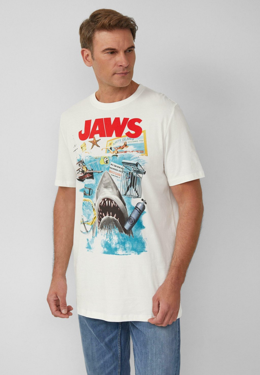 

Футболка с принтом MIT JAWS s.Oliver, белый