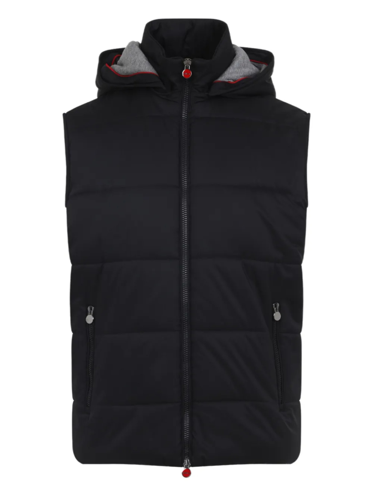 

Стеганый жилет Kiton с капюшоном, черный