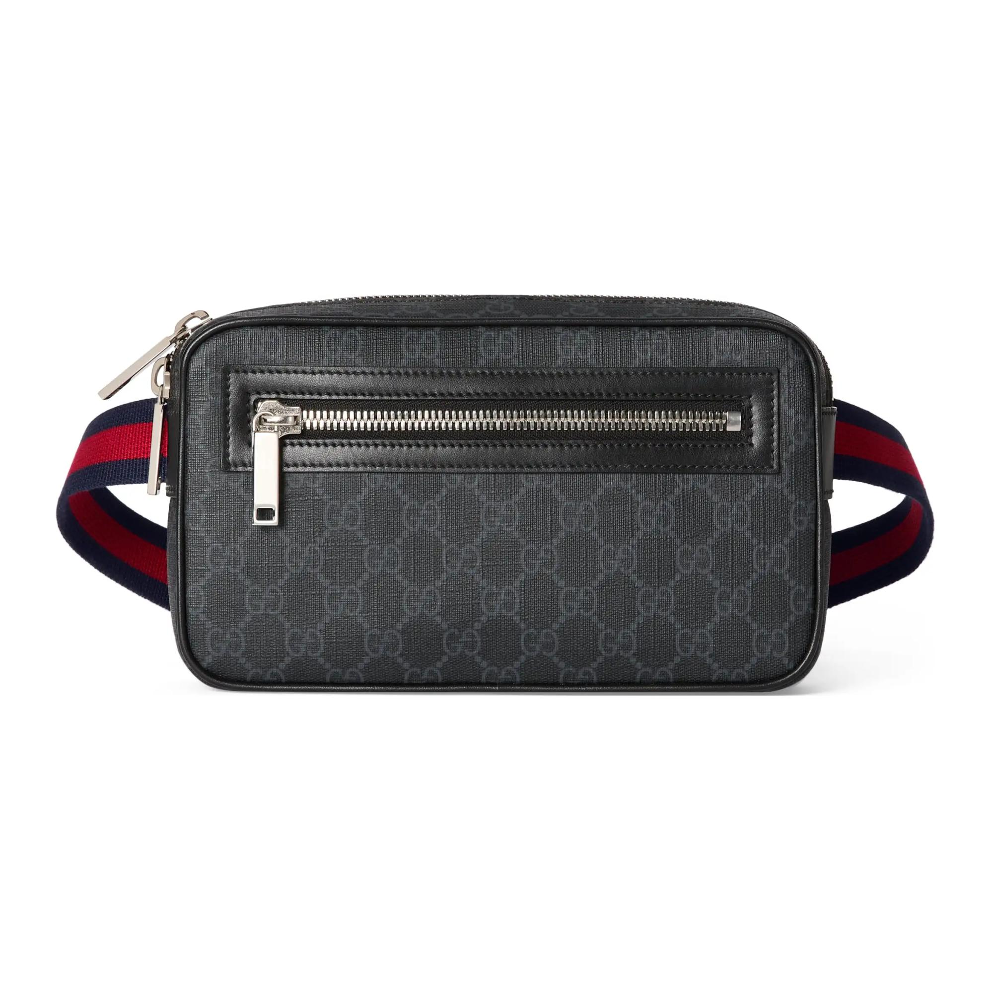 

Сумка на пояс из кожи и холста черная GUCCI