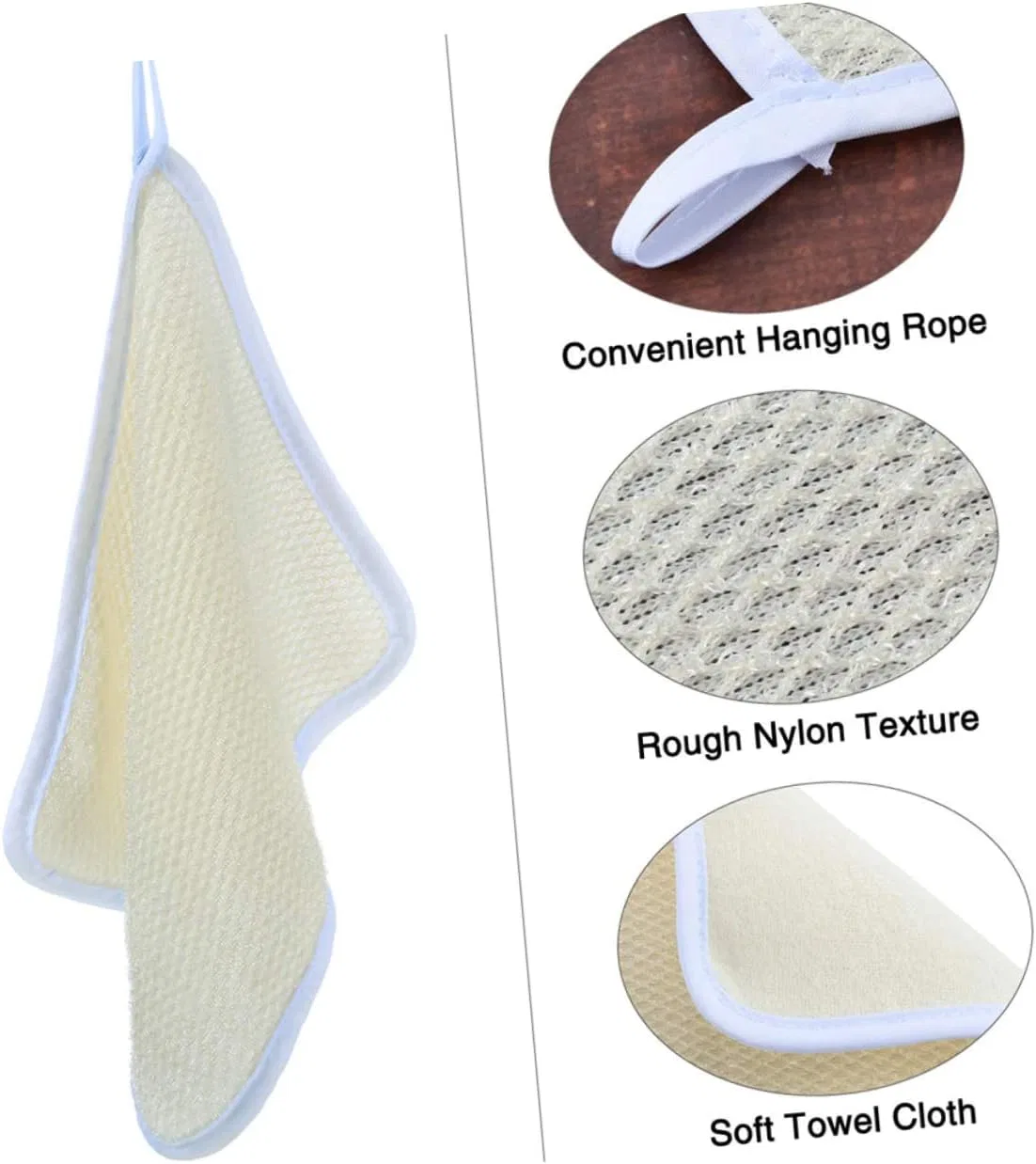 Мочалка для тела Autsuppl из нейлона, 2 шт, бежевый — фото 3