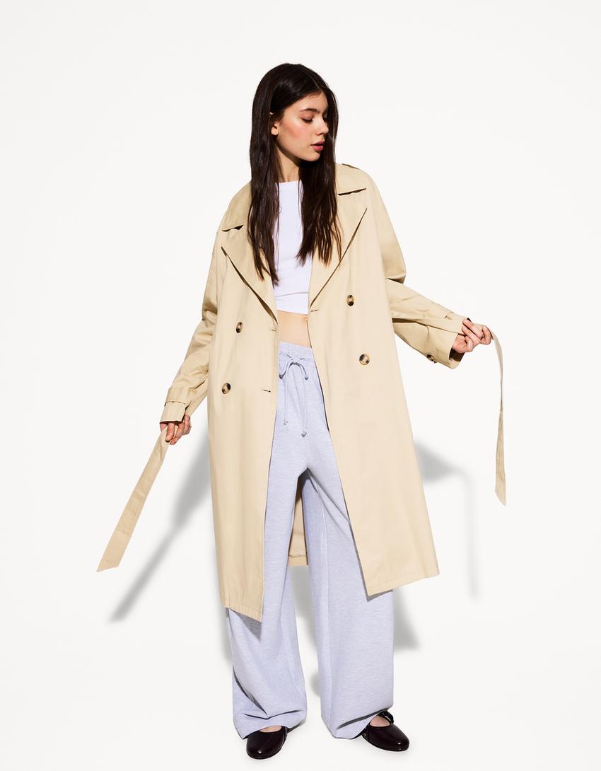 

Пальто-Тренч Bershka, коричневый