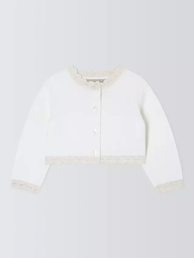 Детский крестильный кардиган, белый John Lewis Heirloom Collection