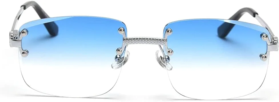 

Солнцезащитные очки с градиентными линзами, металлические, без оправы, квадратные, синие, UV400, коричневые, женские, без оправы Zentavi, Silver With Blue