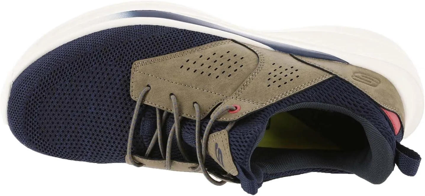Мужские кроссовки Skechers Streetwear Slade - Breyer с вязаной сеткой, шнуровкой-банджи и четвертной вставкой, без шнурков, темно-синий — фото 2