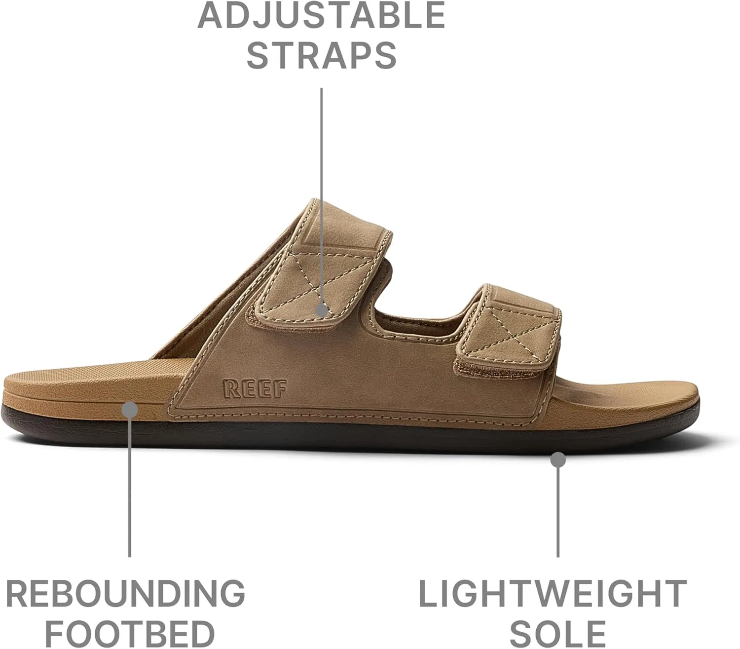Мужские сандалии Reef Cushion Tradewind SlSlide, Light Brown — фото 3
