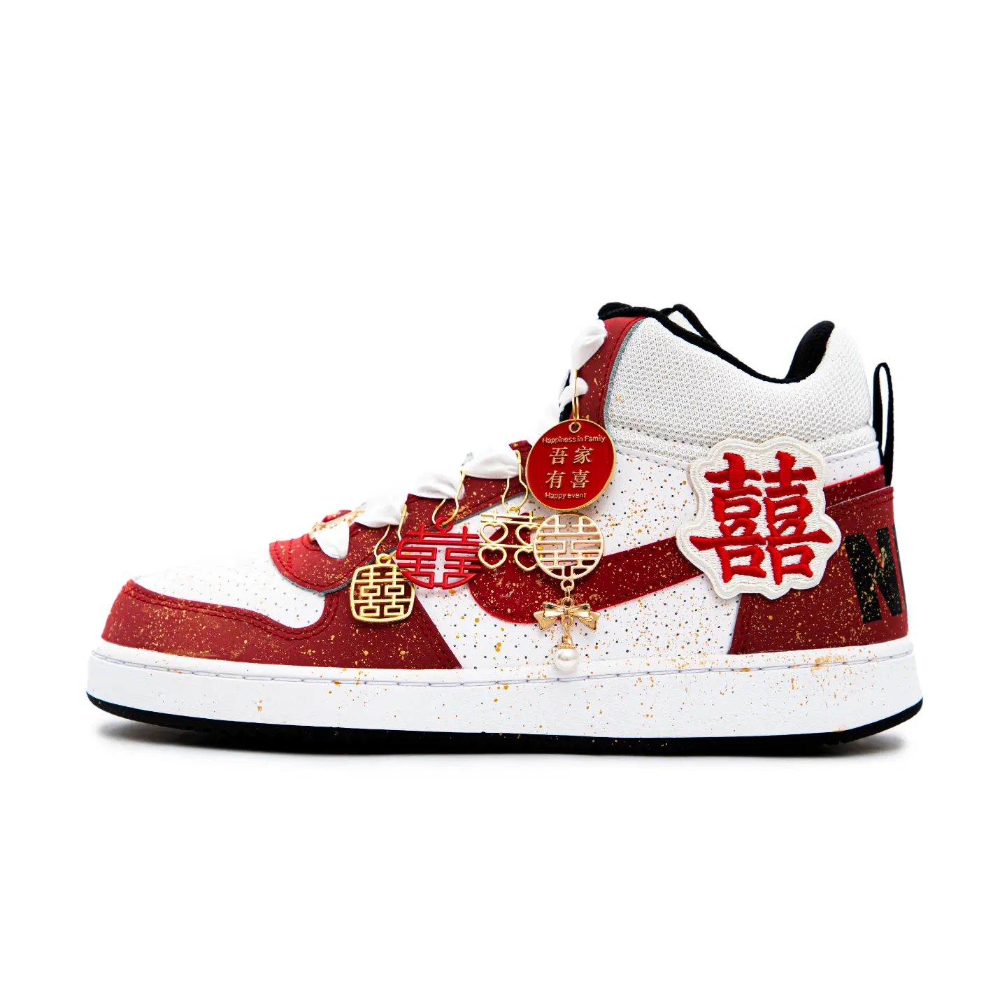 Nike Court Borough Match Made In Heaven Абразивоустойчивые противоскользящие высокие скейтборд кроссовки White Red для подростков — фото 3