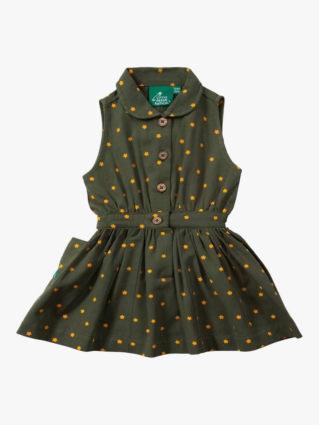 

Детское платье-передничек из органического хлопка в звездочку Little Green Radicals, цвет Green/Yellow