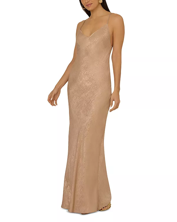 

Длинное платье Лив Фостер, украшенное фольгой Adrianna By Adrianna Papell, бежевый