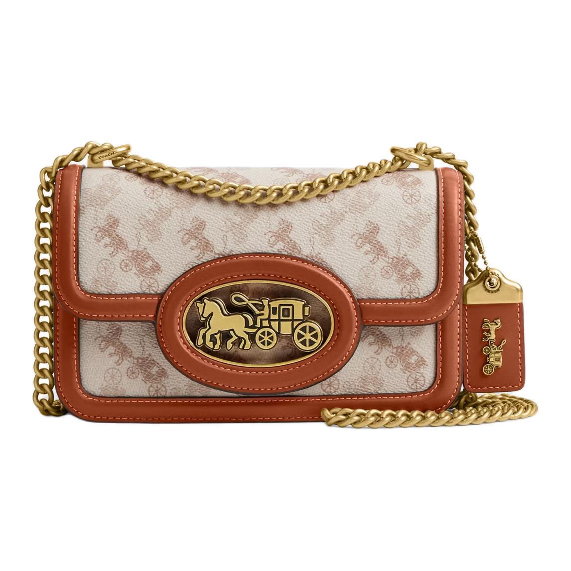 

COACH Герой Покрытая холщовая сумка через плечо Маленькая женская сумка Карандаш Белый и Янтарный