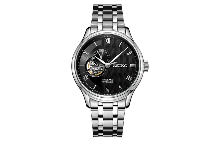 

SEIKO Часы Presage Series с механическим механизмом, ремешком из нержавеющей стали, мужские, черный циферблат