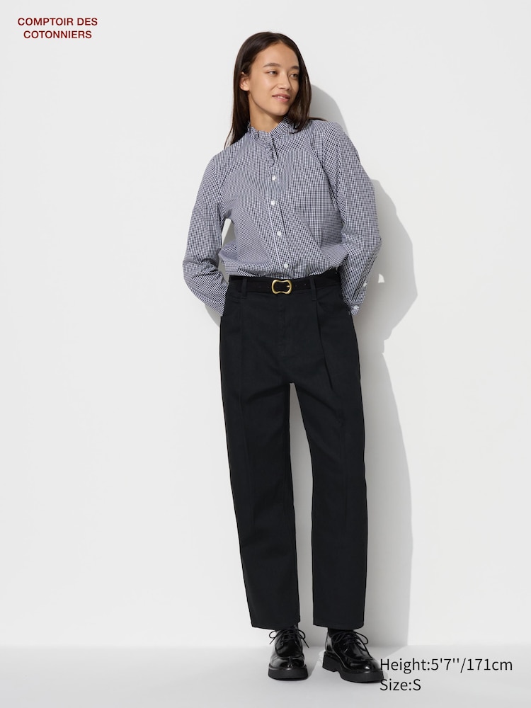 

Плиссированные широкие зауженные к низу джинсы Uniqlo, цвет 09 черный