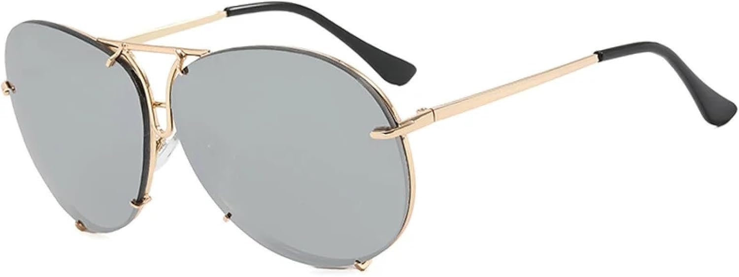 

Классические большие мужские солнцезащитные очки, винтажные металлические солнцезащитные очки для женщин, зеркальные очки с градиентной расцветкой, мужские очки для вождения, защита от УФ-излучения UV400 TKKTLLT, Gold Silver