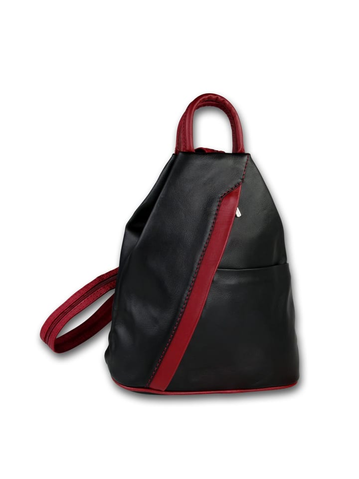 

Кожаный городской рюкзак, сумка через плечо Toscanto, черная, красная, примерно 26 см