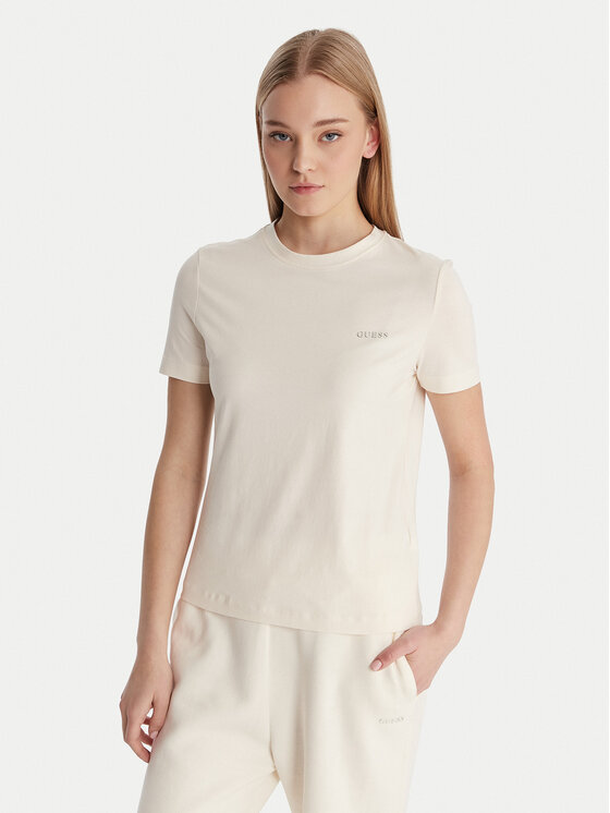 

Футболка regular fit V6RI07 J1314 Guess, экрю, Белый, Футболка regular fit V6RI07 J1314 Guess, экрю