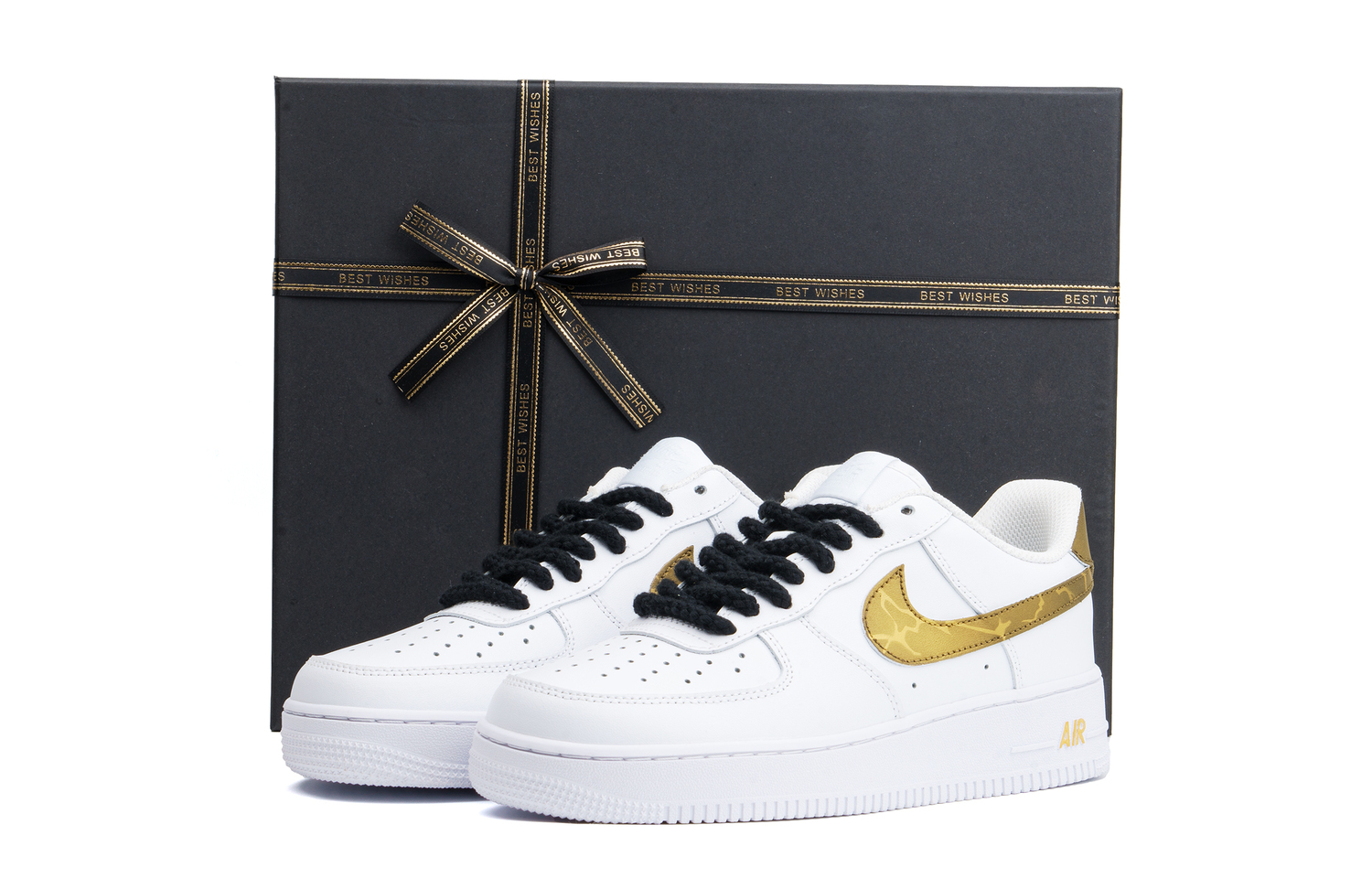 

Nike Кроссовки Air Force 1 с амортизацией, износостойкие низкие скейтерские унисекс золото, цвет Gold