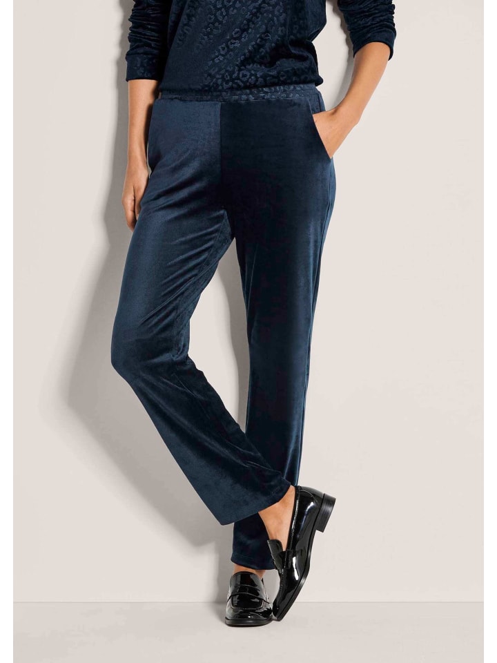 

MADELEINE Элегантные брюки с леопардовым принтом темно-синего цвета