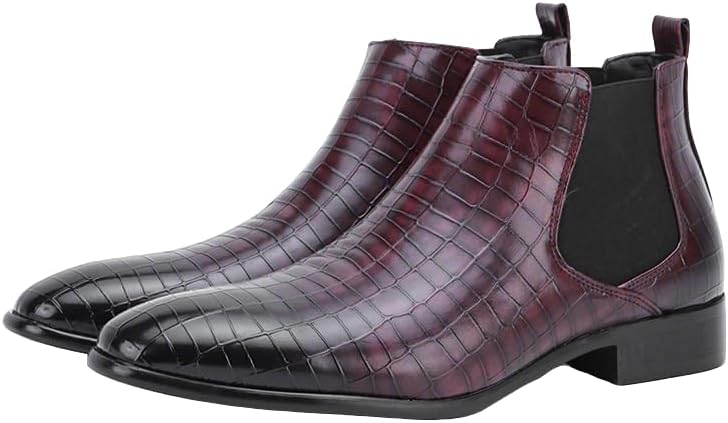 

Мужские ботинки челси Santimon с тиснением под крокодиловую кожу, кожаные ботинки без шнурков, деловые, повседневные, для офиса, свадьбы и вечерних мероприятий, фиолетовый
