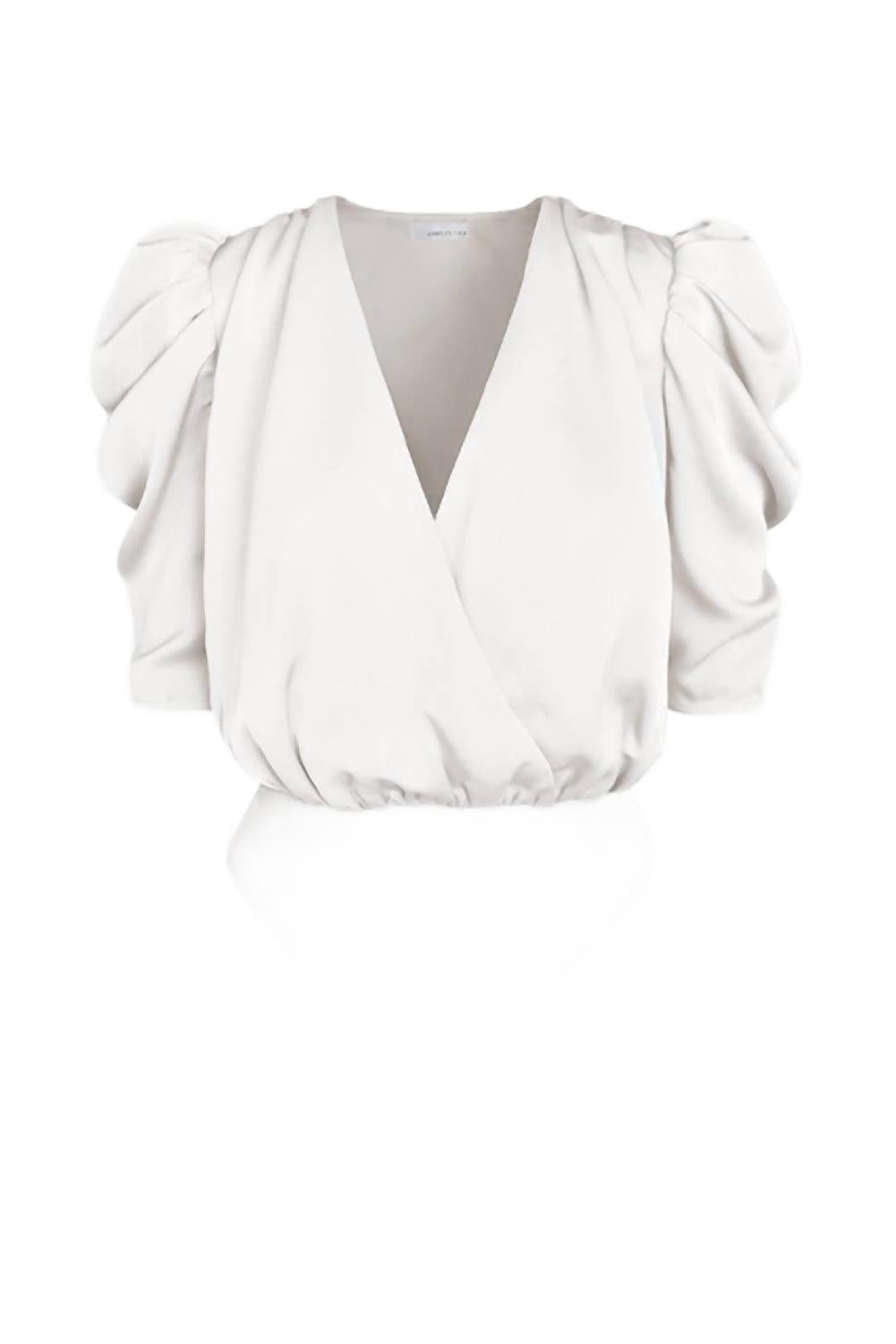 

Лиловый боди с эффектом обертывания из сатина в белом цвете Adelyn rae