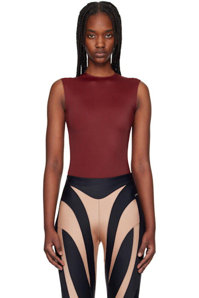 

Бордовый боди без рукавов с логотипом на плече Mugler