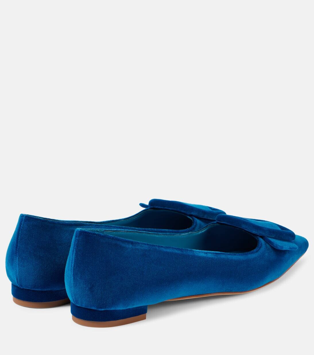 Бархатные балетки Maysale Manolo Blahnik, цвет 4333 bblu — фото 2