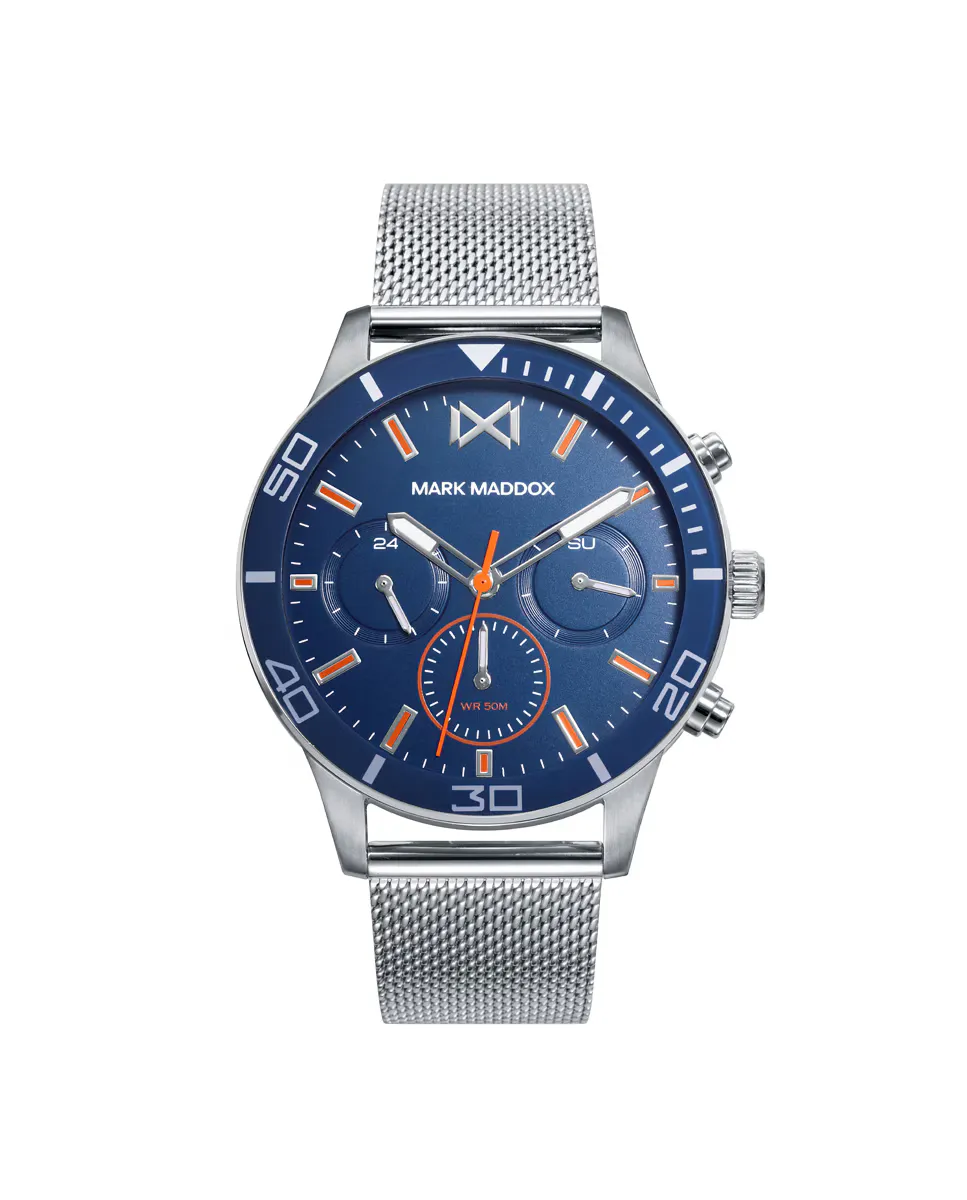 

Многофункциональные мужские часы Mission из стали с миланской сеткой Mark Maddox, серебрянный