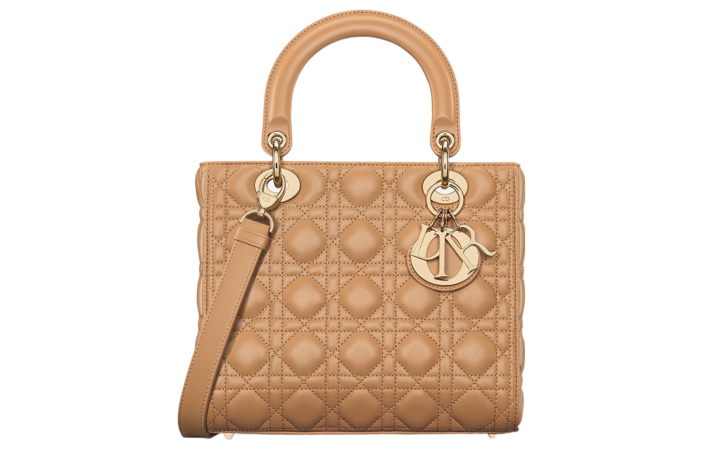

Сумка Lady Dior из овчины Lady Dior, сумка через плечо, женская сумка среднего размера, бронзового цвета