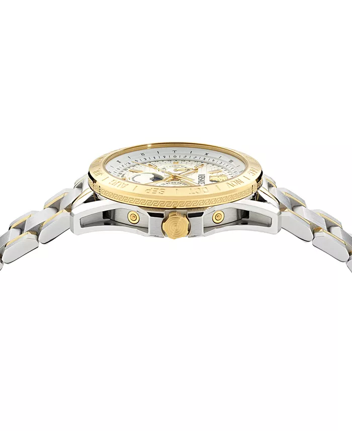 Мужские часы Swiss V-Galaxy Moonphase с двухцветным браслетом из нержавеющей стали, 43 мм Versace — фото 2