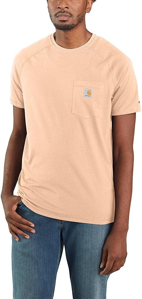 

Мужская футболка Carhartt Force свободного кроя средней толщины с коротким рукавом и карманом (100410 Prev. Delmont), Cantaloupe
