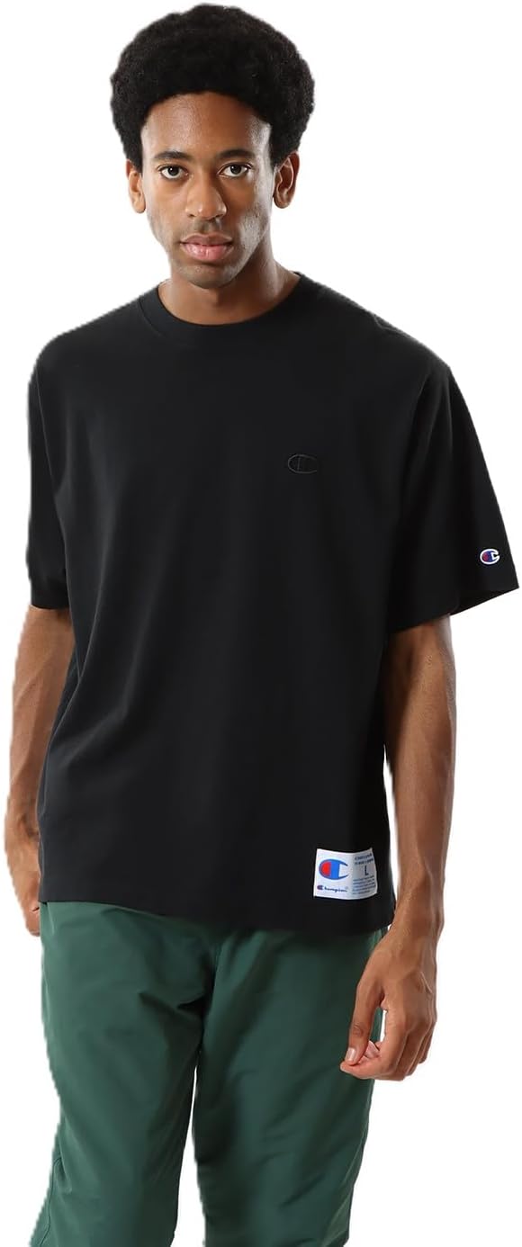 

Мужская футболка Champion Action Style с коротким рукавом, 100% хлопок, США, вышивка одного логотипа, свободный крой, обработка ткани, C3-V331, черный