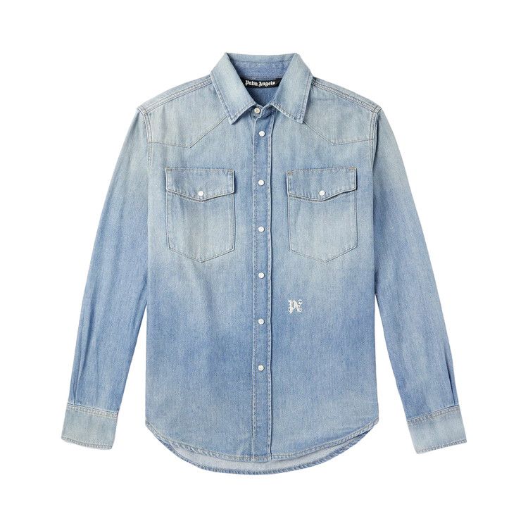 

Рубашка Palm Angels Monogram Denim Shirt, Light Blue