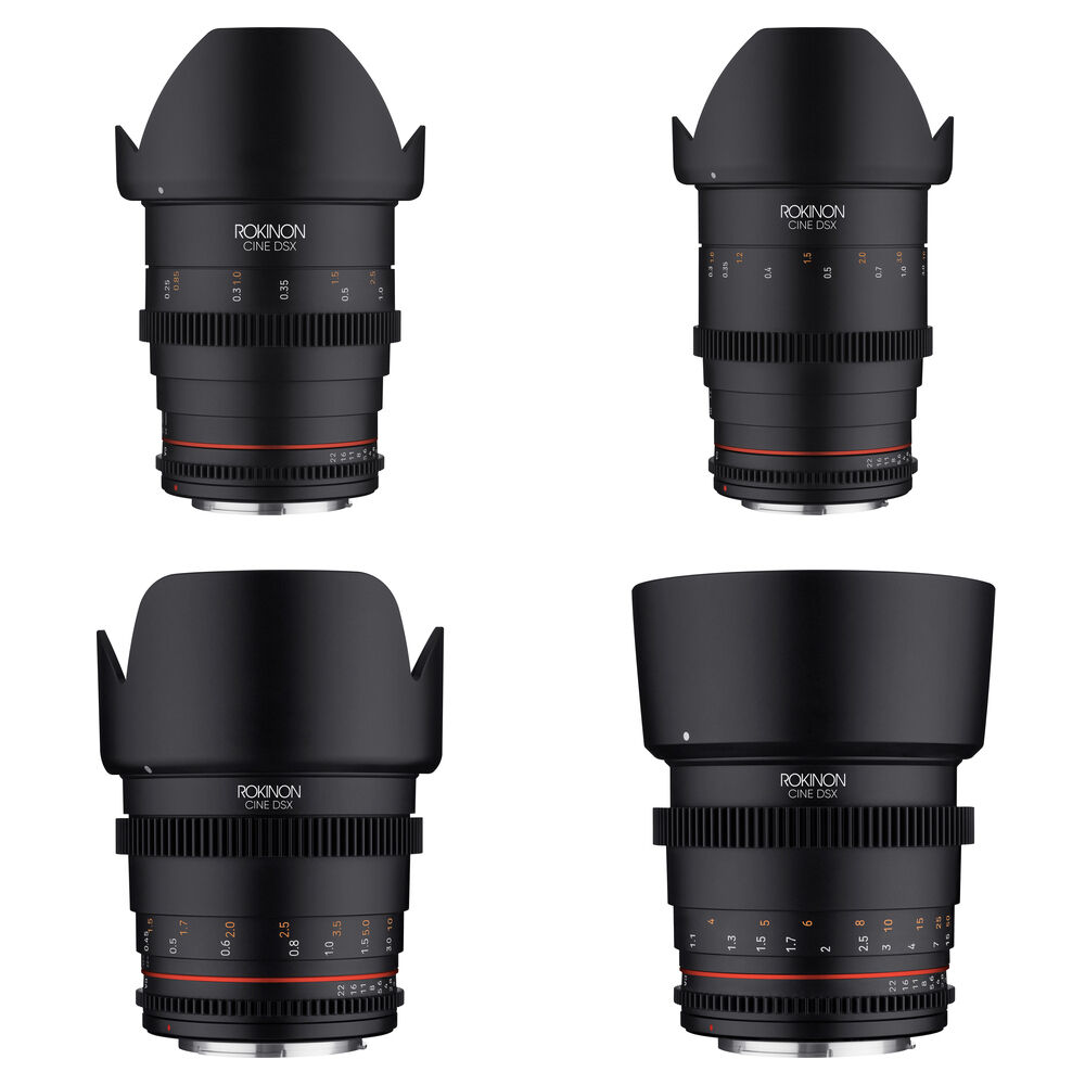 

Комплект высокоскоростных кинообъективов Rokinon 24, 35, 50 и 85 мм T1.5 для Canon EF и DSX