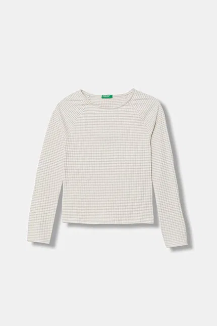 Лонгслив с длинным рукавом металлическая нить United Colors of Benetton, бежевый