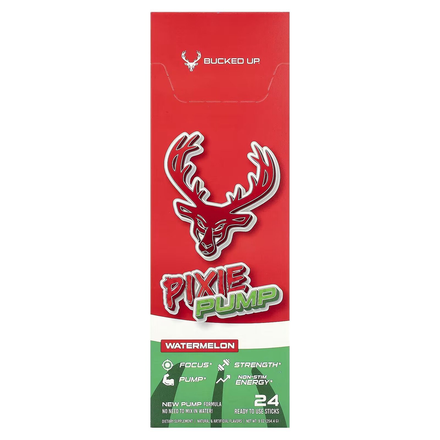 

Pixie Pump, Арбуз, 24 палочки по 0,37 унции (10,6 г) каждая Bucked Up