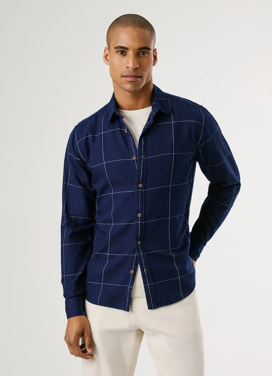 

Мужская рубашка классического кроя в клетку Pepe Jeans, индиго