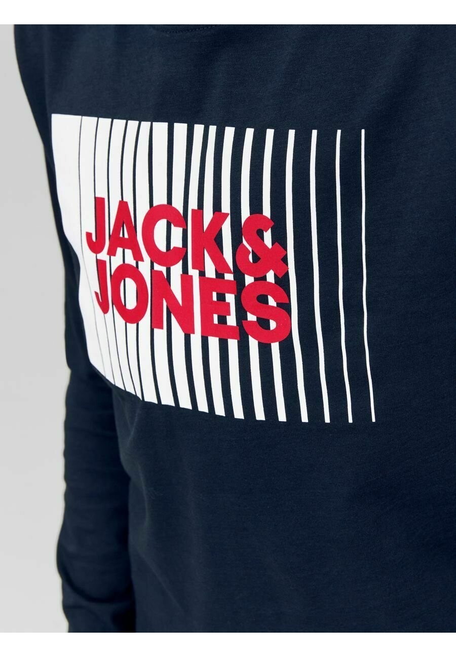 Рубашка с длинным рукавом Jack & Jones, темно-синий Jjecorp Logo Play O Neck — фото 3