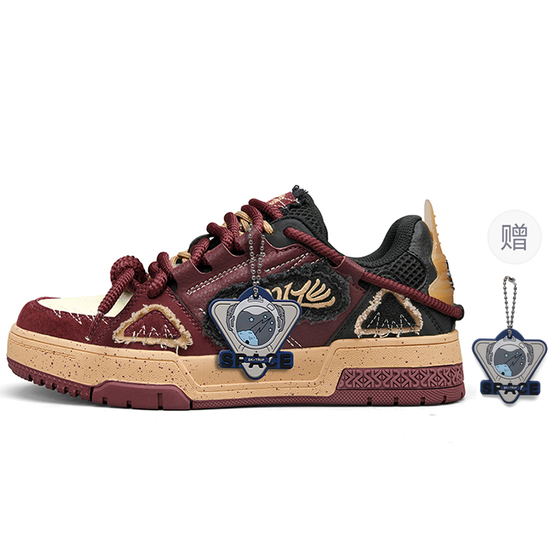 SK.TRIP Кроссовки для скейтбординга Unisex низкие Coverage Abrasion Resistant Lightweight Height Increasing, цвет Burgundy Red — фото 3