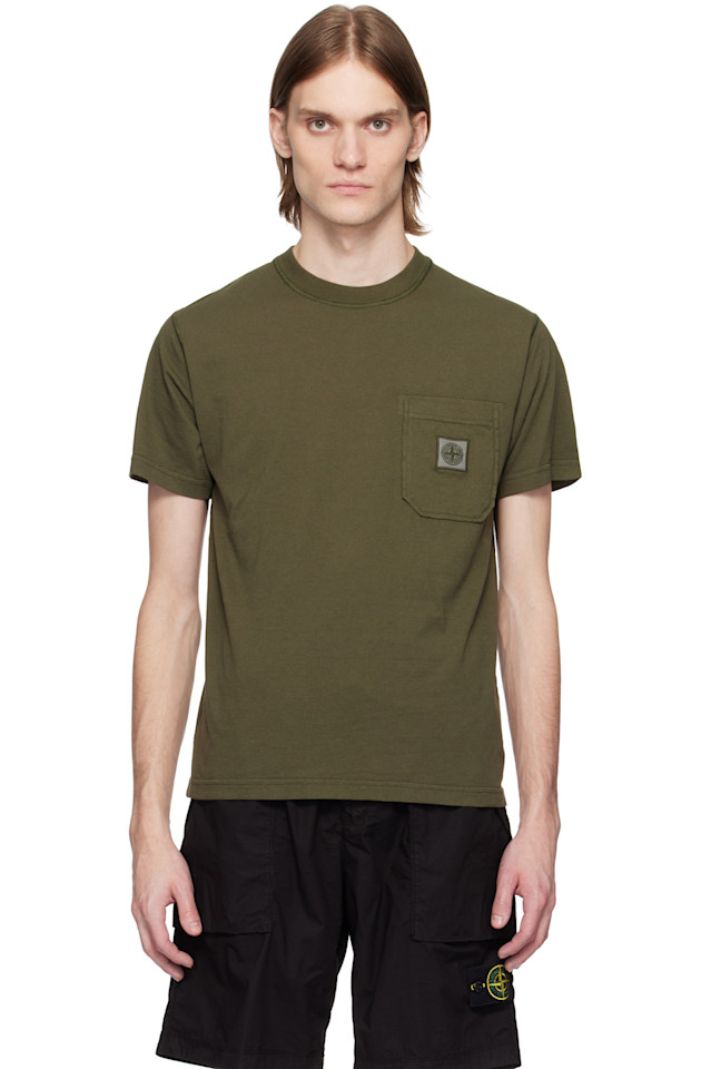 

Футболка из органического хлопка с эффектом фиссато Stone Island, зеленый