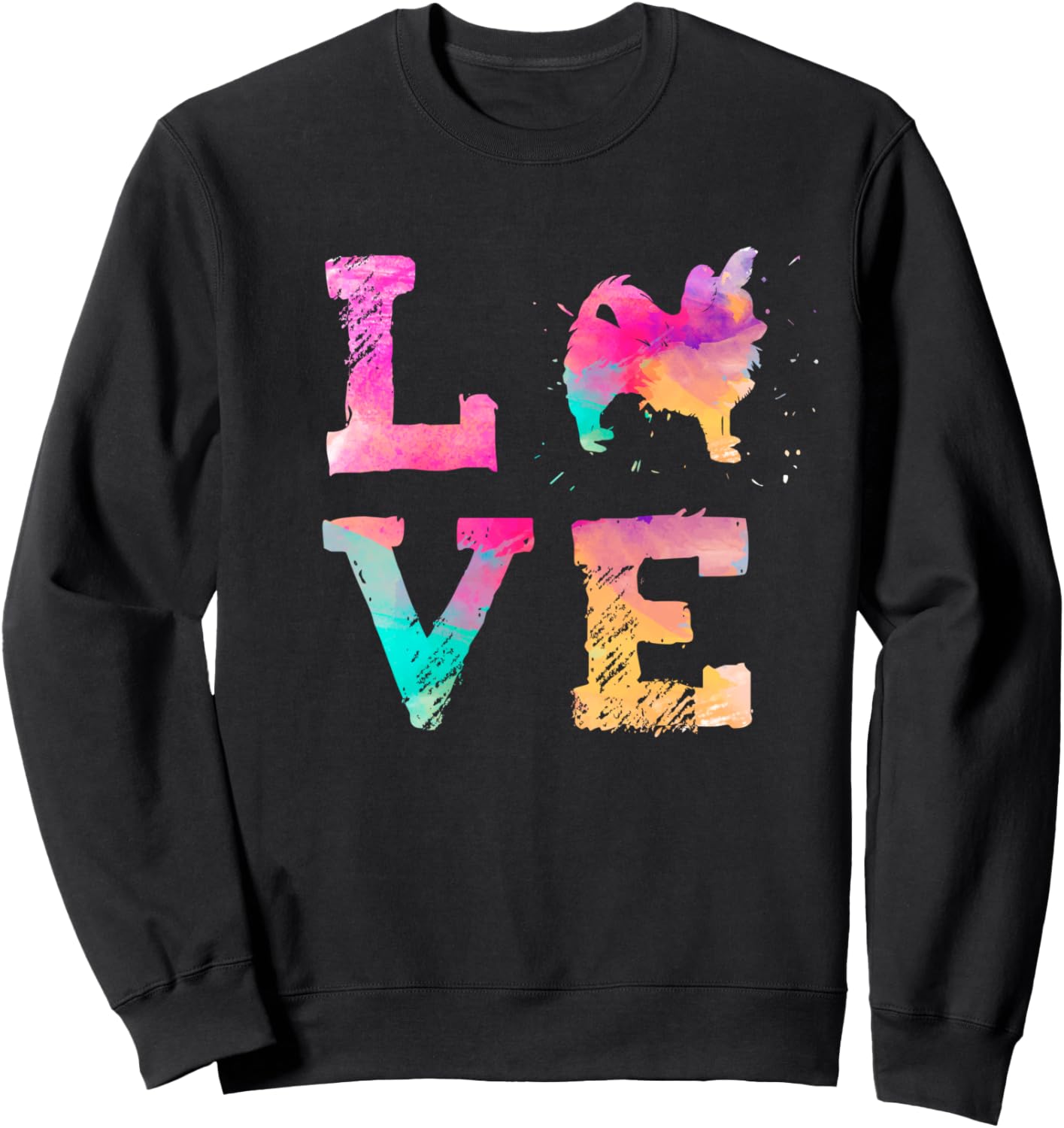 

Яркая толстовка с изображением длинношерстной чихуахуа, раскрашенная акварелью, черная Funny Colorful Long Coat Chihuahua Dog Mom