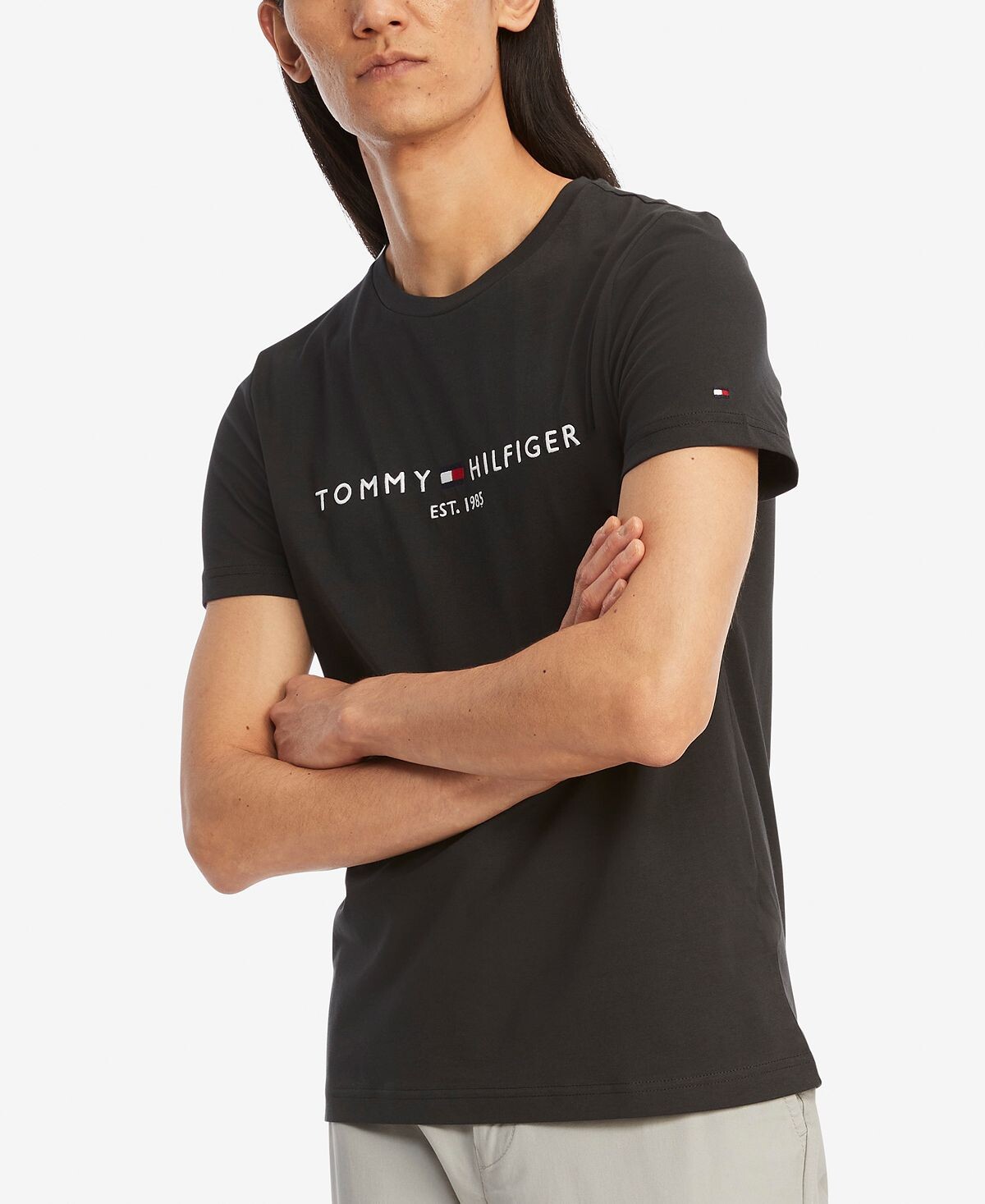 

Мужская футболка с круглым вырезом с вышитым логотипом Tommy Hilfiger