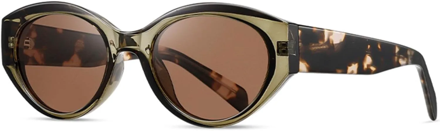 

Солнцезащитные очки «кошачий глаз» с поляризованной оправой из ацетата, модные солнцезащитные очки для женщин, зелено-коричневые SZVVBKK, Green Pattern Brown
