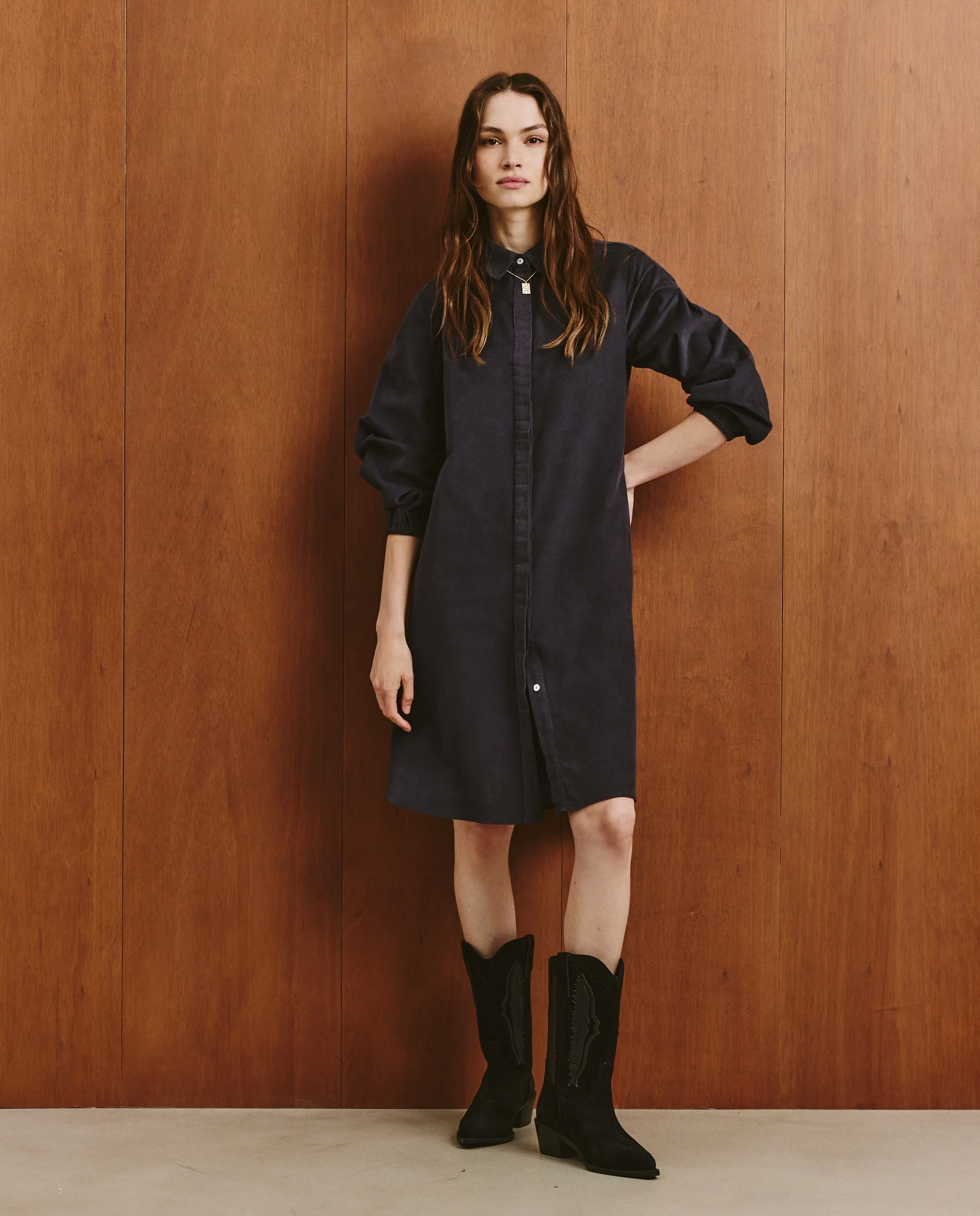 

Рубашечное платье из вельвета Southern Cotton, серый