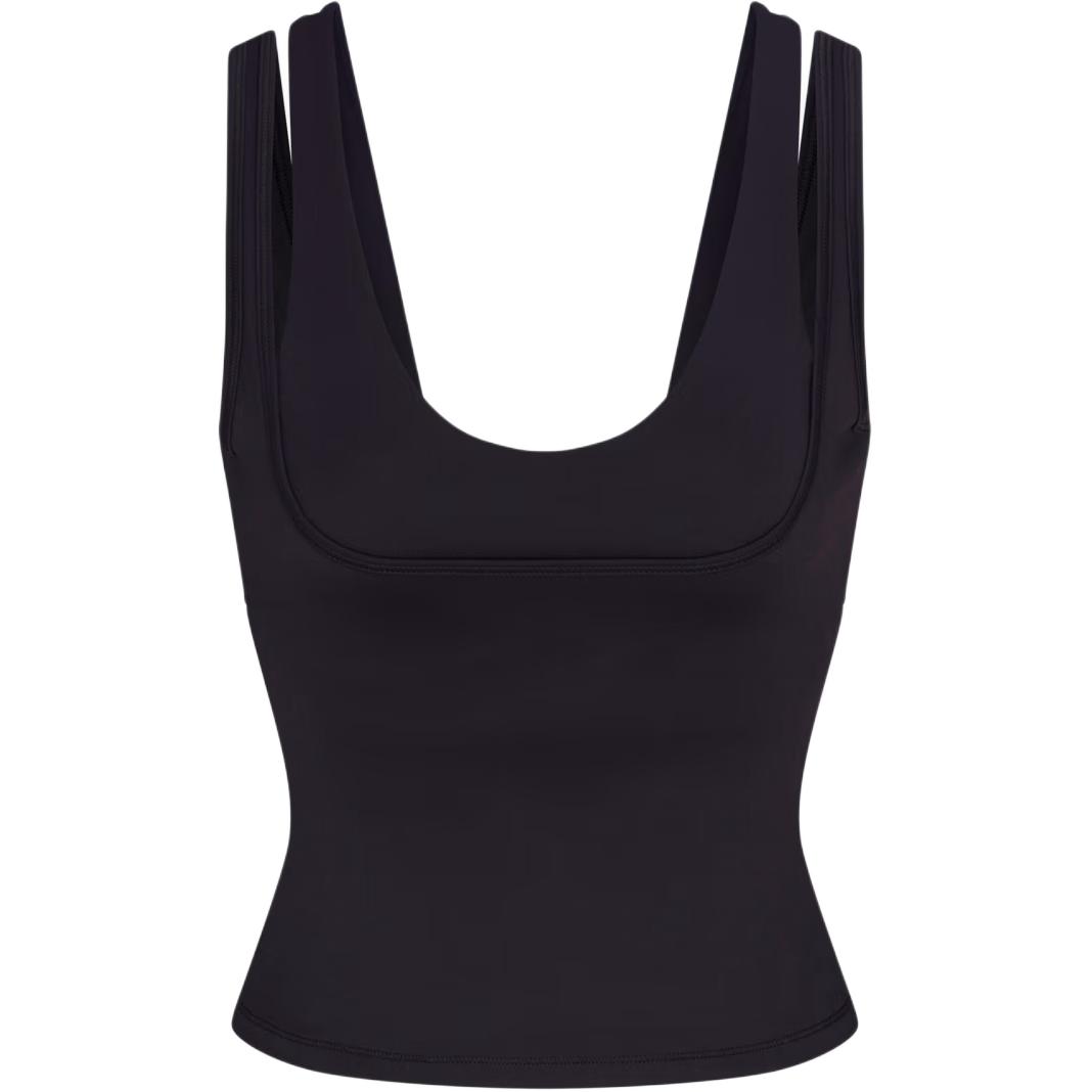 

SKIMS Матовая женская майка с двумя бретелями и вырезом-лодочкой Nike, черный