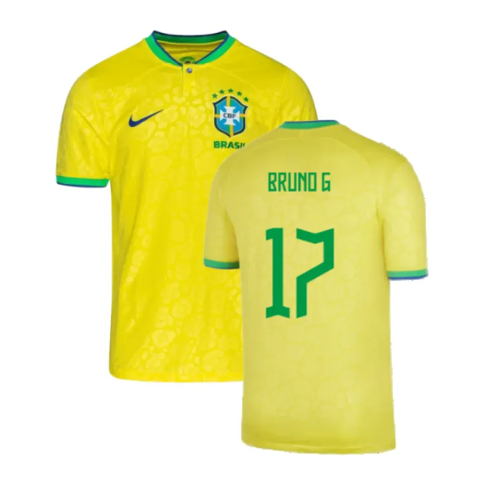 Детская футбольная форма Бразилия 2022-2023 с Бруно Гимарайнш Brazil, желтый