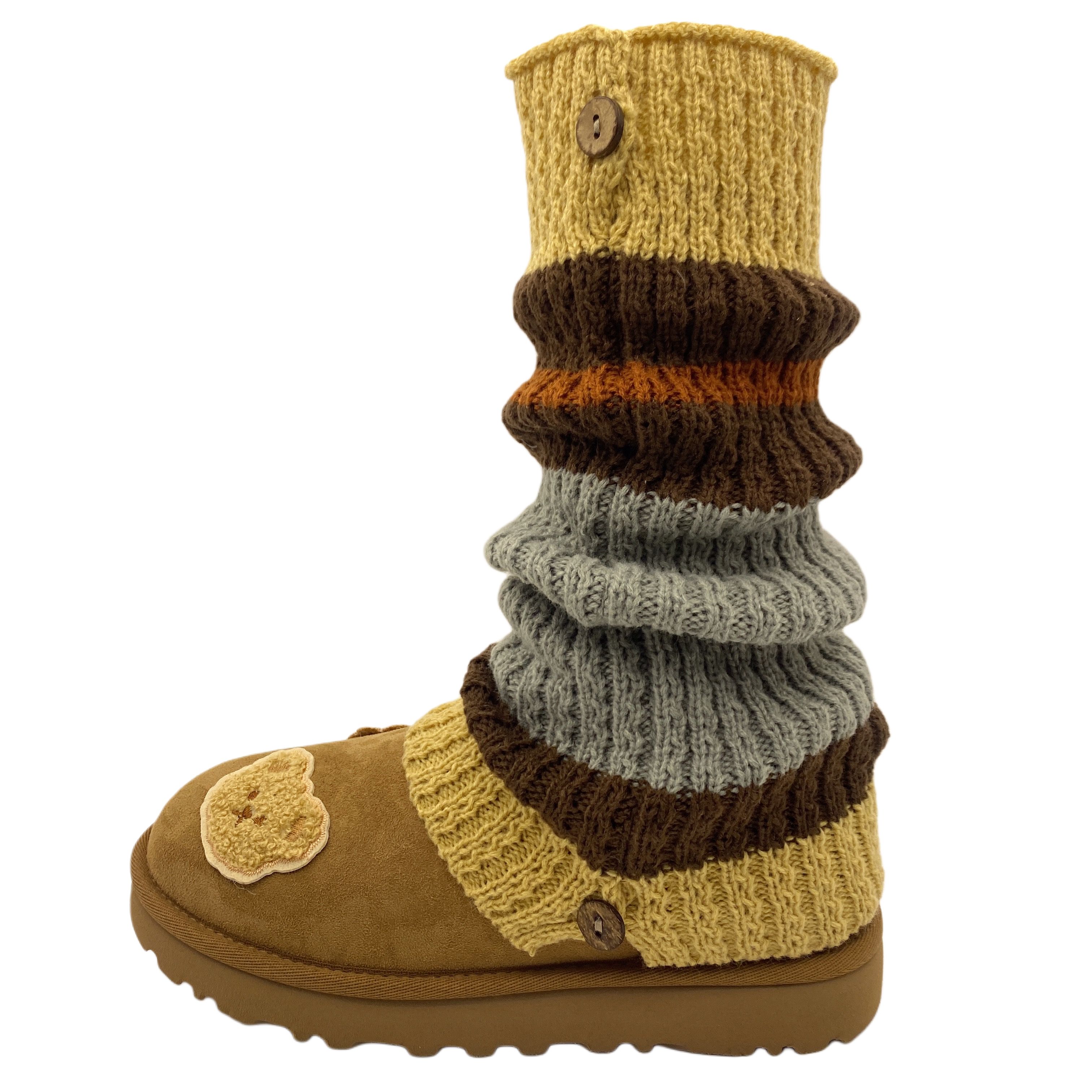 Ботинки зимние UGG Classic Ultra Mini Towel Bear, каштаново-коричневый