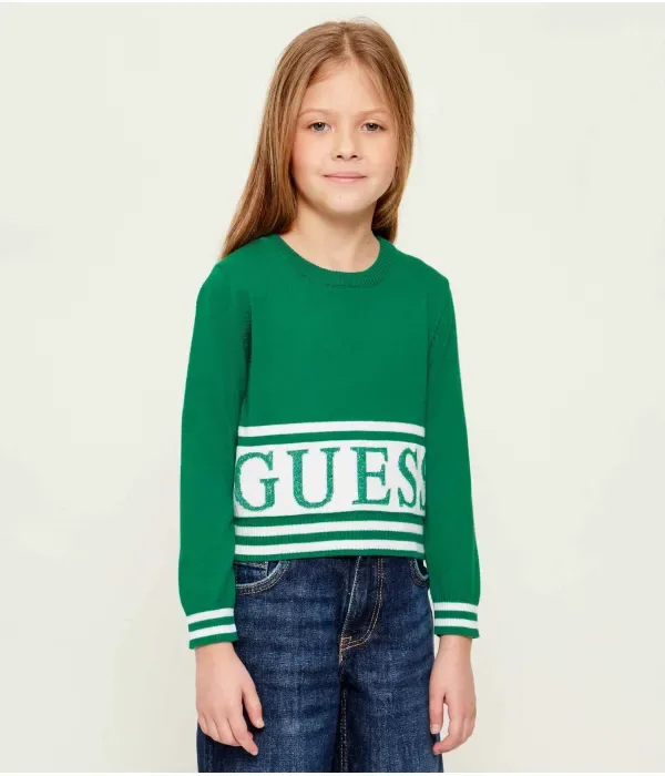 Свитер cropped fit Guess, зеленый