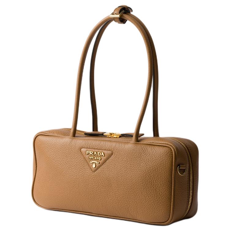 Средняя женская сумка через плечо из телячьей кожи Caramel PRADA, basic set (bag+dust bag) — фото 2