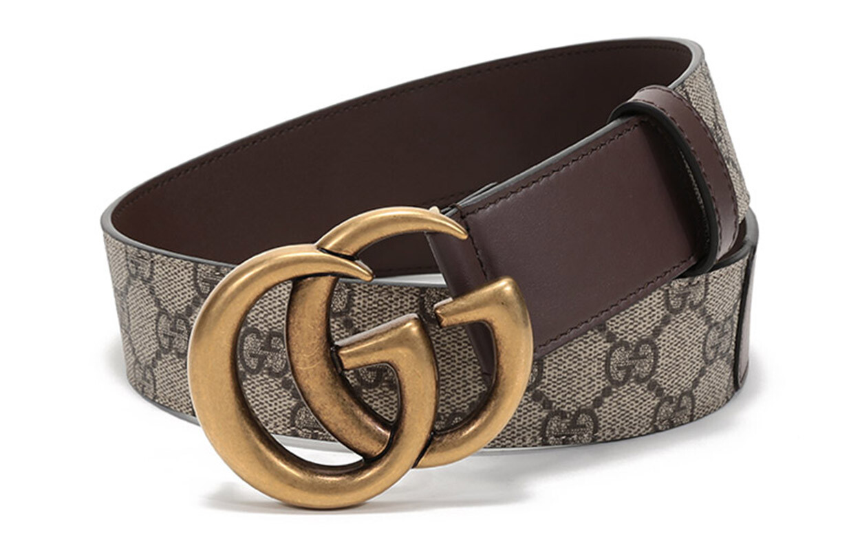 Ремень Gucci из канвы и натуральной кожи, коричневый — фото 4